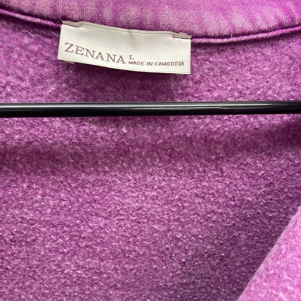 Zenana Outfitters Acid Wash Plum Half-Zip Fleece Pullover Size Large NWOT - Picture 6 of 8
